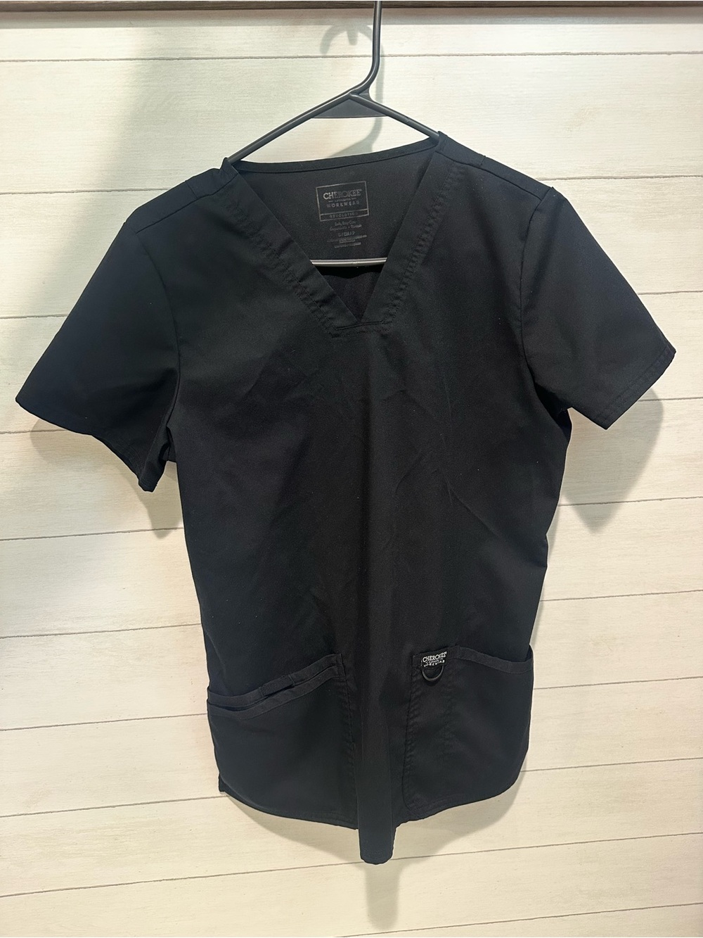 Cherokee women’s Scrub Top size small and bottoms petite small in Black